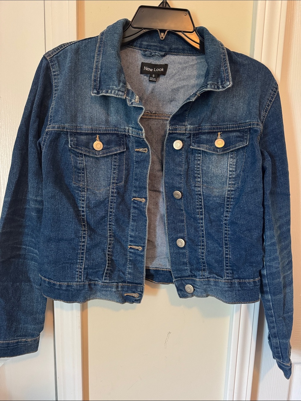 New Look Medium Blue Denim Jacket with Button Front